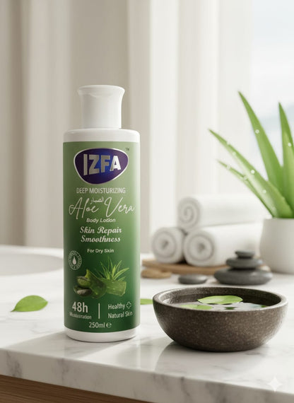 IZFA Deep Moisturizing Aloe Vera Body Lotion , Repair Dry Skin , Get Soft & Smooth Glow , 48H Hydration 250 (ml)