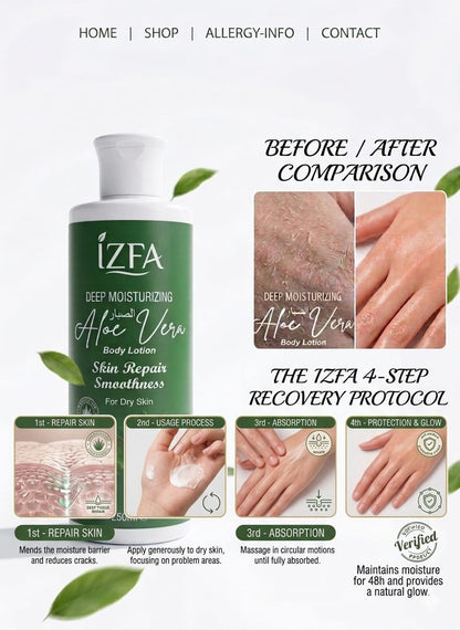 IZFA Deep Moisturizing Aloe Vera Body Lotion , Repair Dry Skin , Get Soft & Smooth Glow , 48H Hydration 250 (ml)