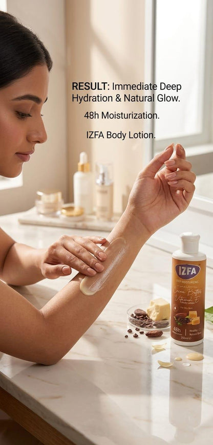 IZFA Cocoa Butter Body Lotion For Intense Nourishment & Soft Skin - 250ml | Premium Deep Moisture Rich Body Cream For Dry Skin Repair
