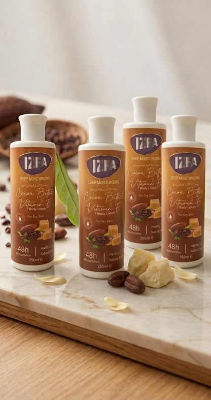 IZFA Cocoa Butter Body Lotion For Intense Nourishment & Soft Skin - 250ml | Premium Deep Moisture Rich Body Cream For Dry Skin Repair