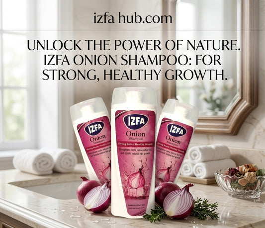 IZFA Onion Shampoo For Hair Fall Control & Strong Growth - 200ml | Anti Hair Loss Deep Cleansing Natural Onion Extract Shampoo