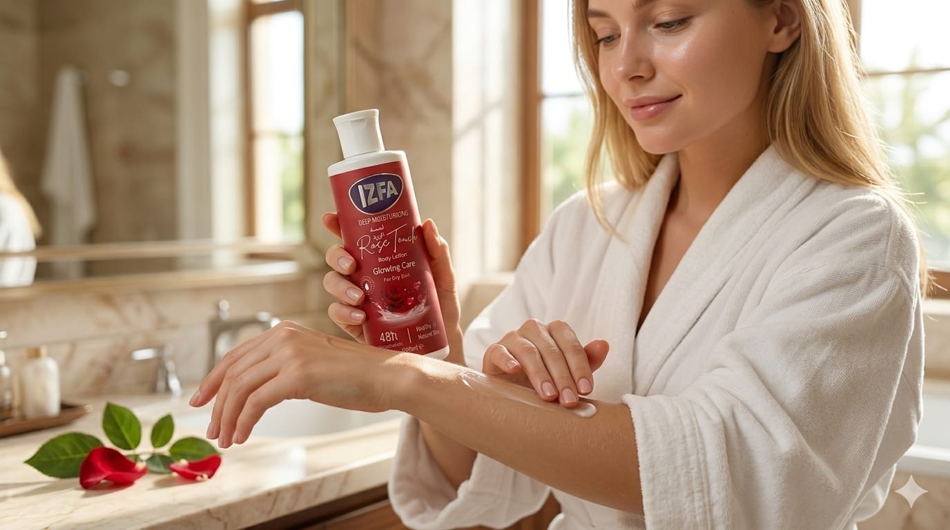 IZFA Rose Touch Deep Moisturizing Body Lotion – 48H Glowing Care for Dry Skin